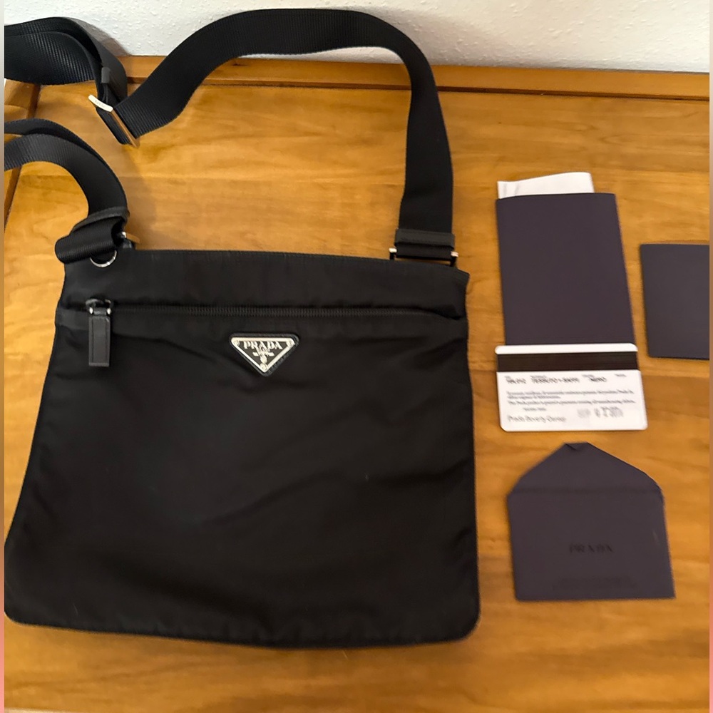 Prada Tessuto Flat Messenger Bag excellent pre owned condition with auth cert